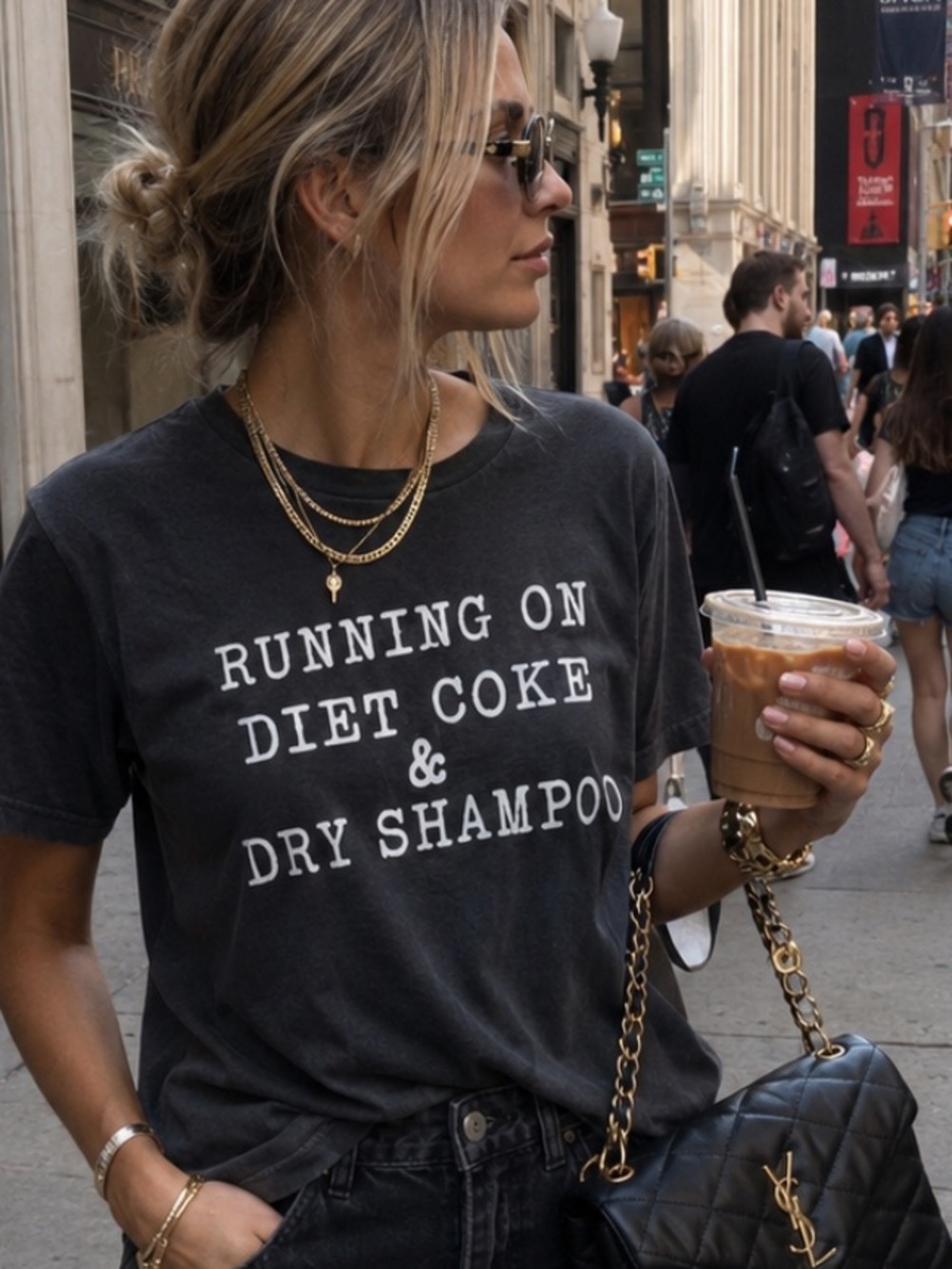 Running on Diet Coke & Dry Shampoo Gray Tshirt